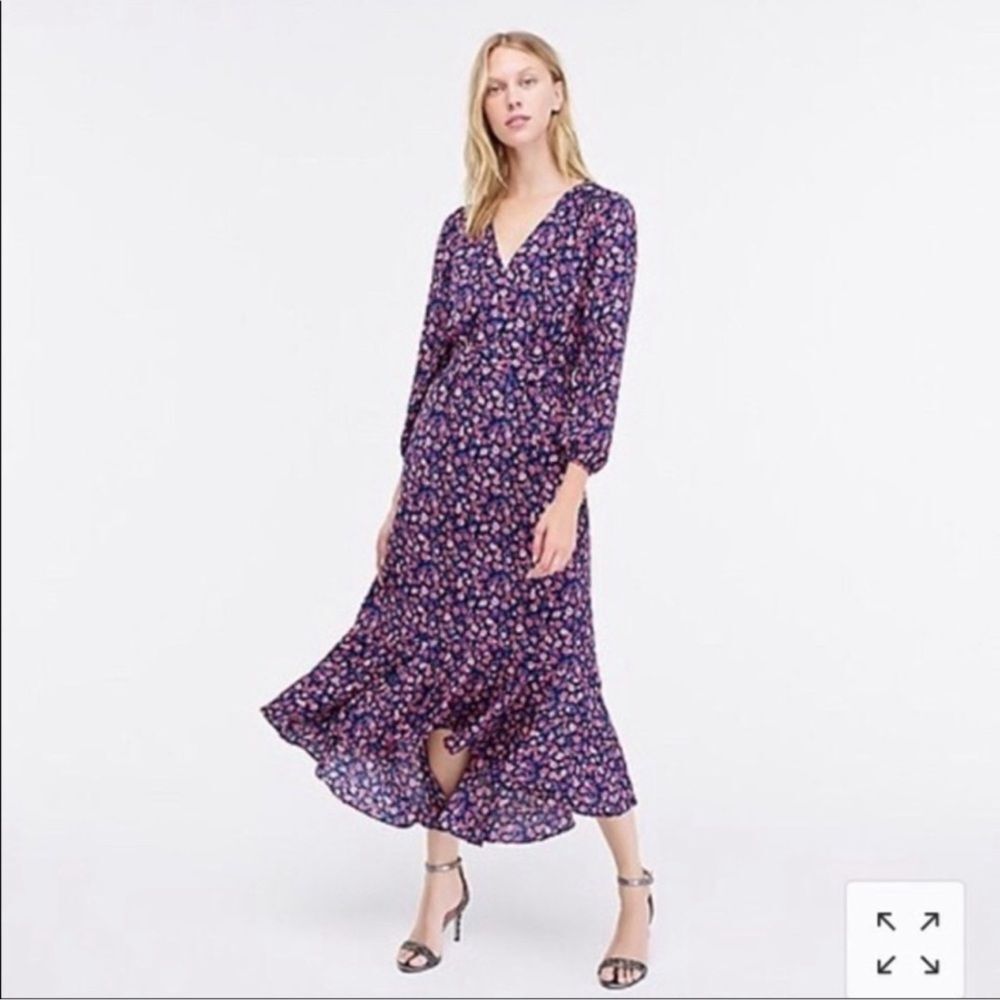 J CREW Ramea Floral Maxi Dress Cottagecore Pink Purple Floral Size 2